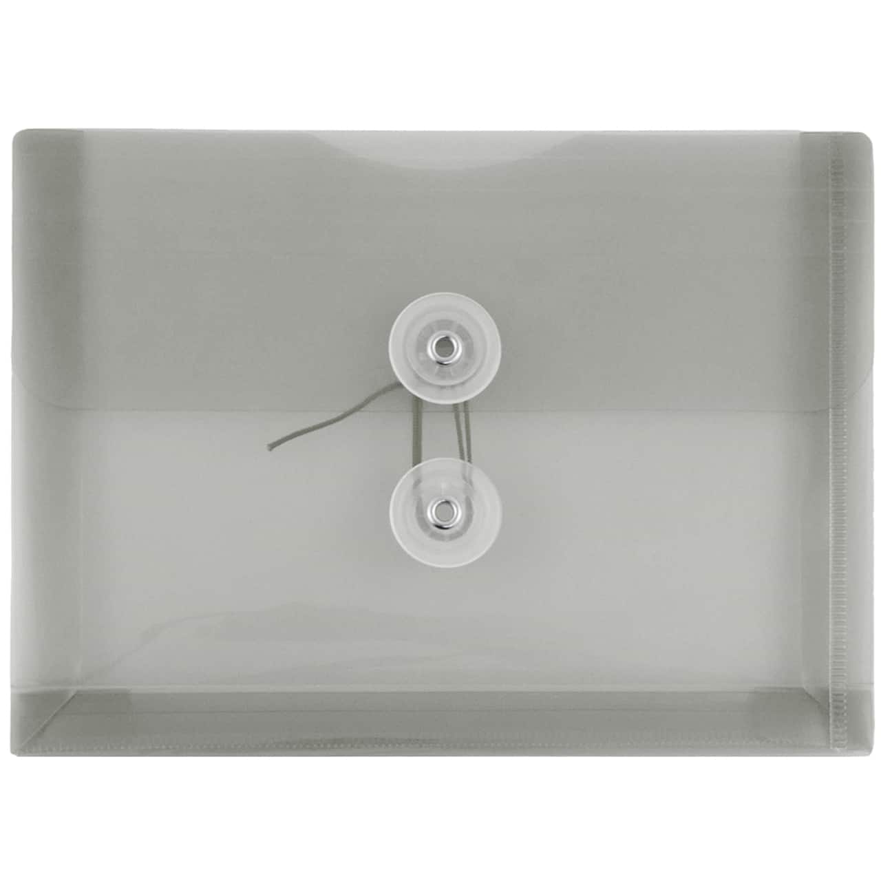 JAM Paper 5.5" x 7.5" Button & String Tie Closure Plastic Envelopes, 12ct.